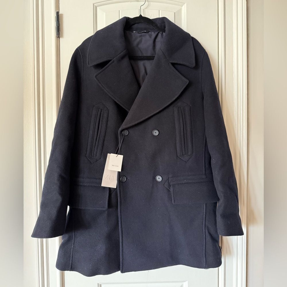 ZARA SHORT DOUBLE BREASTED COAT Size L - Picture 7 of 14